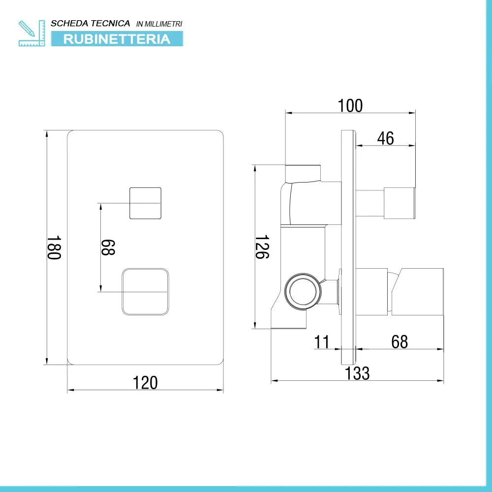 Kit doccia incasso con soffione 30x20 e set completo nero opaco Lotus