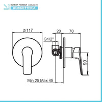Kit doccia incasso con soffione tondo in acciaio inox  Punta+