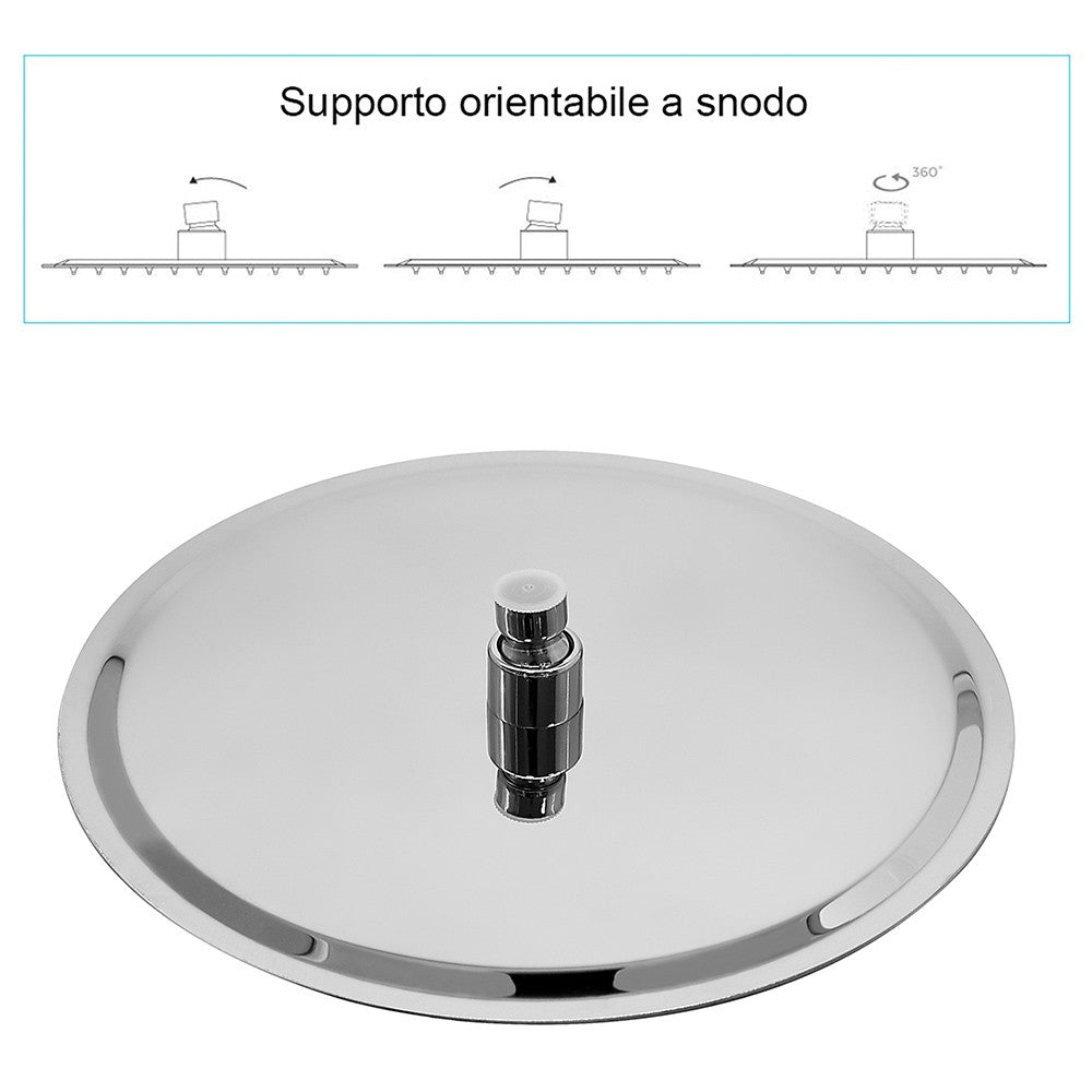 Kit doccia incasso cromato completo di soffione 20 cm inox e kit doccetta Recta