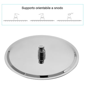 Kit doccia incasso cromato completo di soffione 20 cm inox e kit doccetta Recta