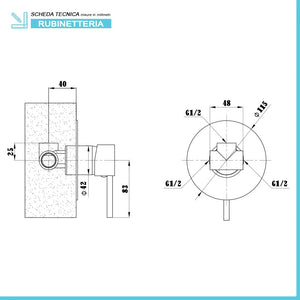 Kit doccia Kant completo di miscelatore a incasso con braccio doccia e soffione tondo