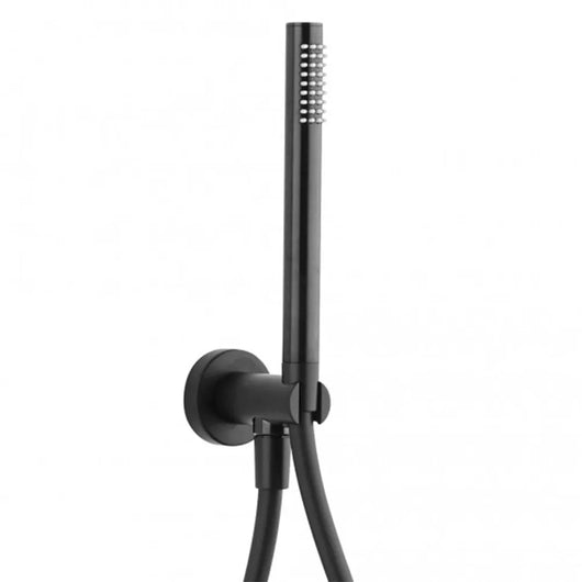 Kit doccia nero opaco in ABS con doccino tondo presa acqua e flessibile