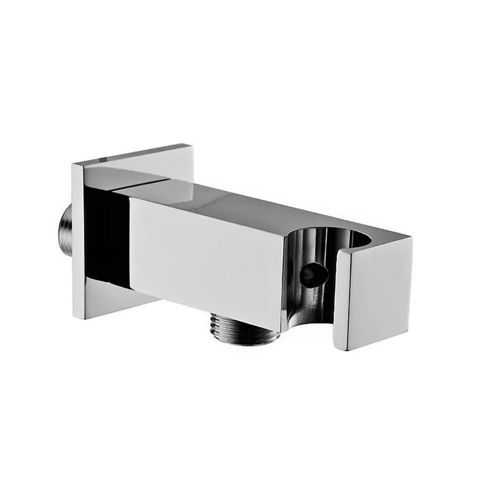 Kit doccia quadrato ottone cromo flex PVC + soffione acciaio inox 25x25 cm + braccio 40 cm