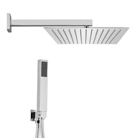 Kit doccia quadrato ottone cromo flex PVC + soffione acciaio inox 25x25 cm + braccio 40 cm