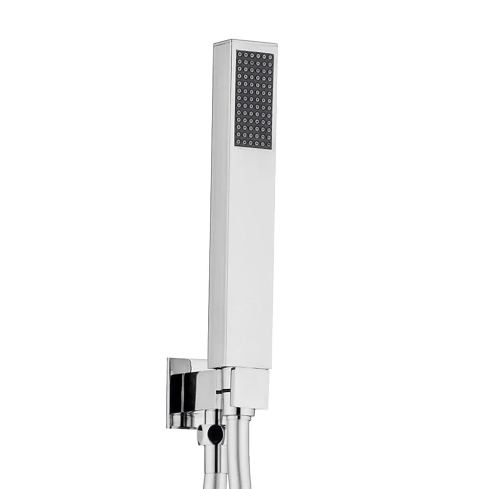 Kit doccia quadrato ottone cromo flex PVC + soffione acciaio inox 25x25 cm + braccio 40 cm
