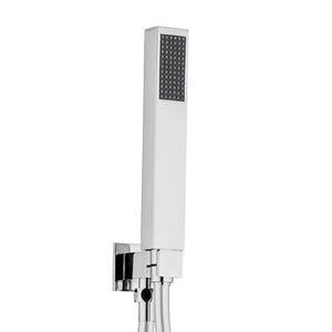 Kit doccia quadrato ottone cromo flex PVC + soffione acciaio inox 25x25 cm + braccio 40 cm