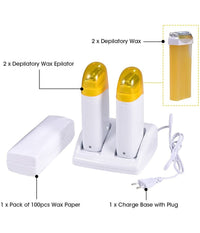 Kit Doppio Scaldacera Rullo + Ricarica Base Per Strisce Depilatorie Cera Ceretta         