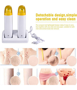 Kit Doppio Scaldacera Rullo + Ricarica Base Per Strisce Depilatorie Cera Ceretta         