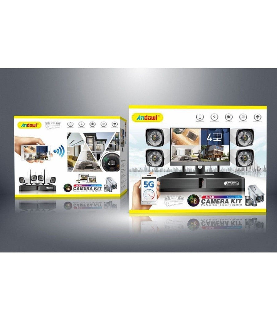 Kit Dvr Wireless Wifi 4 Canali Sistema Registrazione Cctv Hd 4 Telecamera Q-s4i         