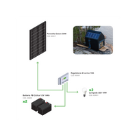 Kit Fotovoltaico a Isola 50W - Kit con pannello solare, regolatore di carica, lampadine e accessori per l'installazione