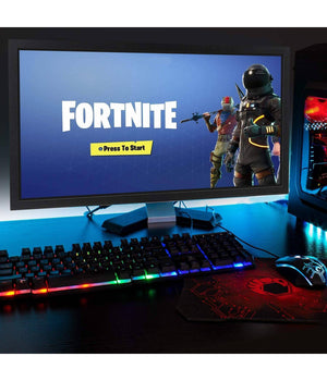 Kit Gaming Per Pc Con Tastiera Cuffia Con Microfono Tappetino Mouse A Led 4in1         