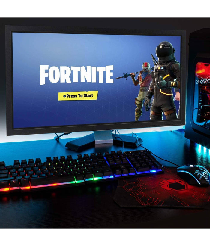 Kit Gaming Per Pc Con Tastiera Cuffia Con Microfono Tappetino Mouse A Led 4in1         