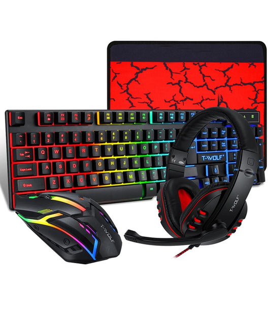Kit Gaming Tastiera Pc Mouse Cuffie Mousepad 4 In 1 Retroilluminato Rgb Q-jp004         