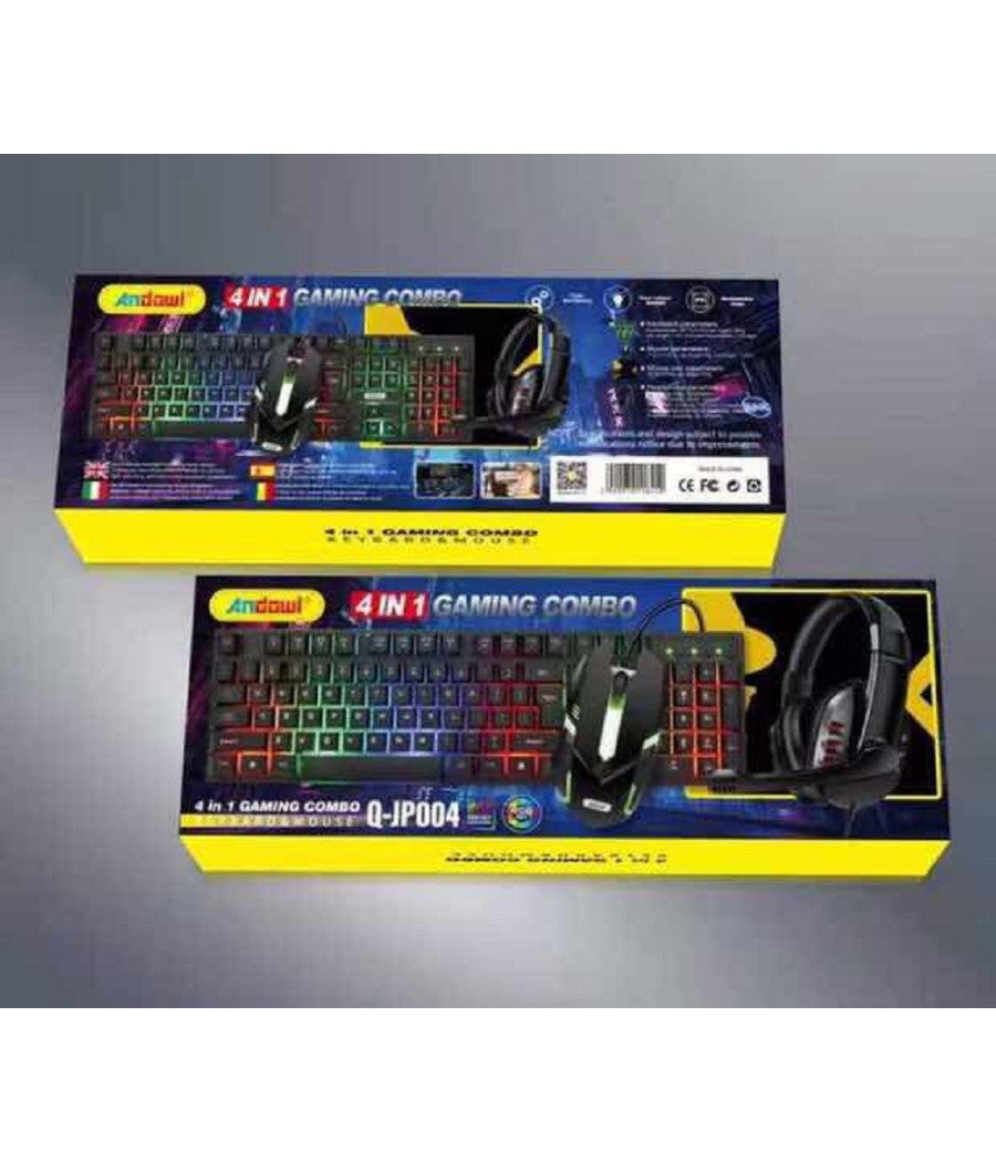 Kit Gaming Tastiera Pc Mouse Cuffie Mousepad 4 In 1 Retroilluminato Rgb Q-jp004         