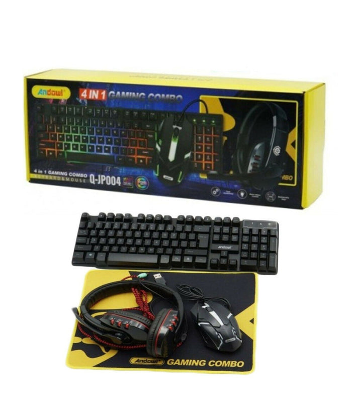 Kit Gaming Tastiera Pc Mouse Cuffie Mousepad 4 In 1 Retroilluminato Rgb Q-jp004         