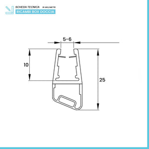 Kit guarnizioni magnetiche nero opaco 200 cm per box doccia 5-6 mm