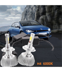 Kit H4 Lampade A Led Cree Full Led 2800 Lumen 6000k 20w Led Driver Luce Bianca         