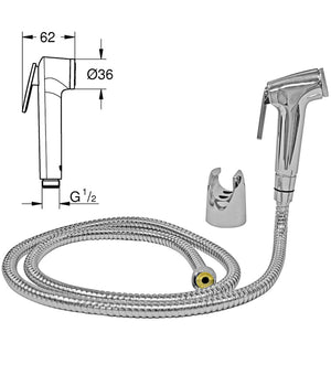 Kit Idroscopino A Pulsante Laccio 1.2mt Attacco Parete Doccetta  52122 Bidet         
