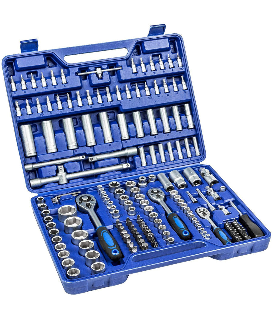 Kit Inserti + Bussole Boccole Impronta Torx Esagonale Con 3 Cricchetti 171 Pz         