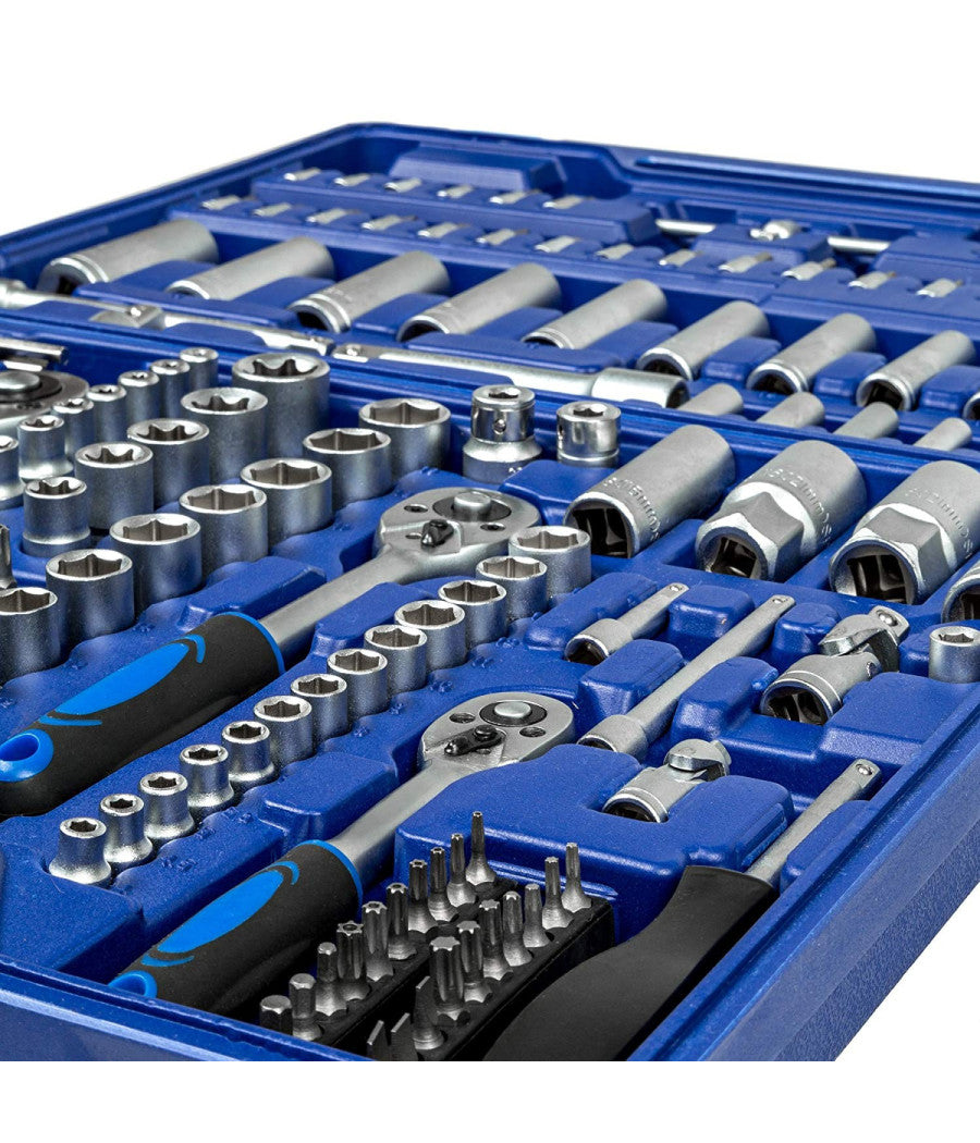 Kit Inserti + Bussole Boccole Impronta Torx Esagonale Con 3 Cricchetti 171 Pz         