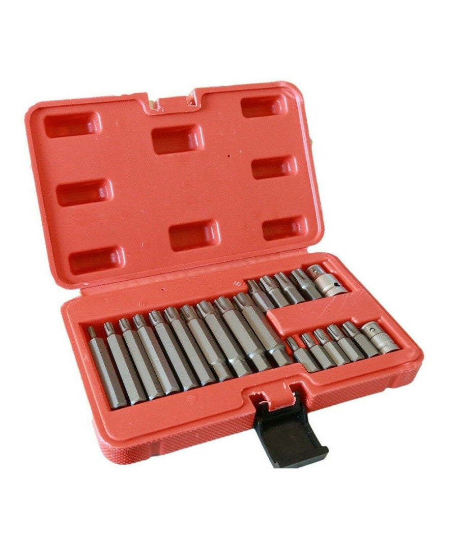 Kit Inserti Chiavi Bussole Chiavi Torx Set 21 Pz Hex 1/2" 3/8" Professionale         