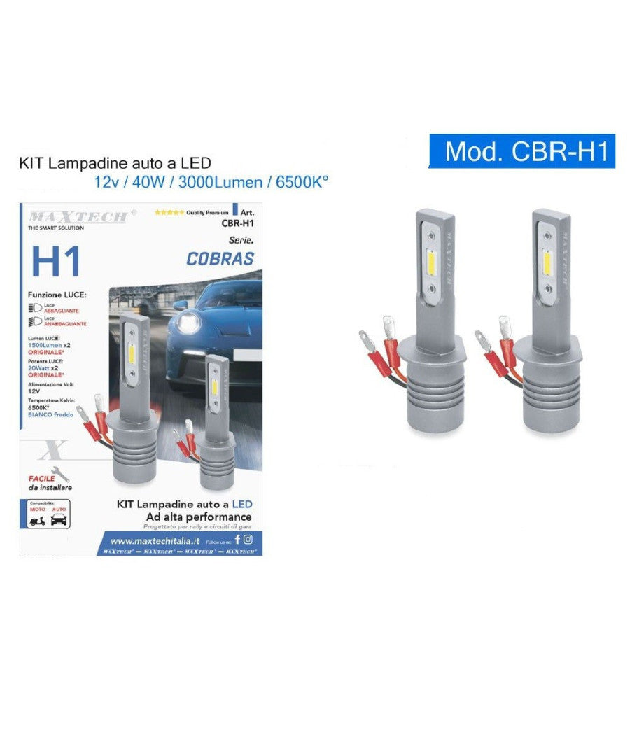 Kit Lampadine Lampade Auto Moto A Led H1 12v 40w 3000lm Luce Fredda 6500k Cbr-h1         