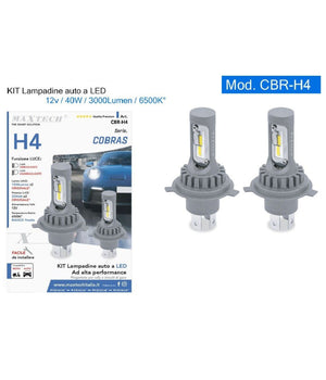 Kit Lampadine Sostituzione Fari Auto Moto Led H4 12v 40w 3000lm Luce 6500k Cbr-h4         