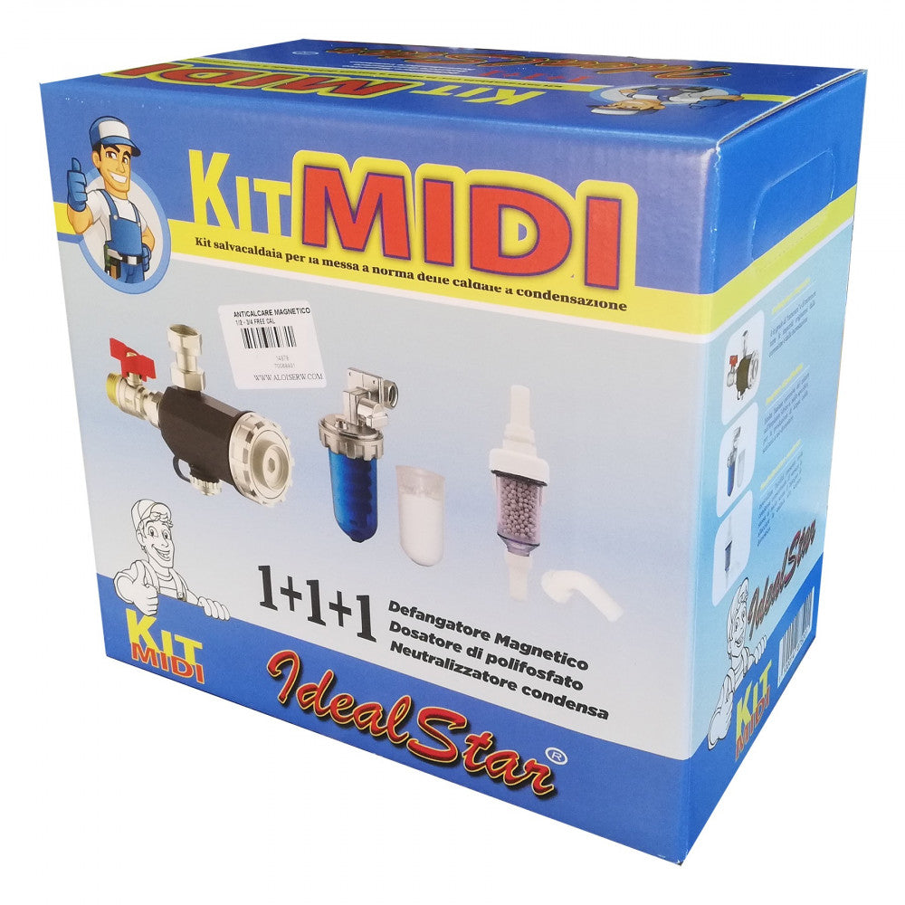 Kit midi defangatore magnetico + dosatore polifosfati + neutralizzatore condensa