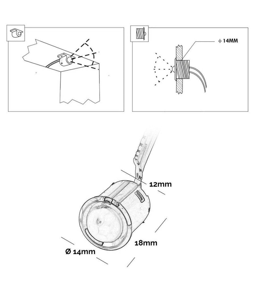 Kit Mini Interruttore Sensore Movimento Infrarossi 12v 24v Pir 100w Strisce Luci Led         