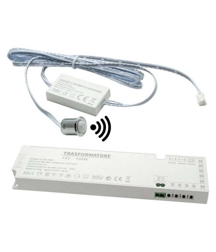 Kit Mini Interruttore Sensore Movimento Infrarossi 12v 24v Pir 100w Strisce Luci Led         