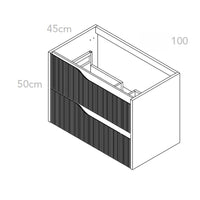 Mobile bagno sospeso Soho colore bianco opaco con cassetti effetto cannettato 100x45x50H