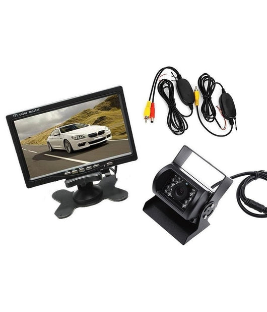 Kit Monitor Lcd 7" Telecamera Retromarcia Wireless Wifi Per Camper Auto Rimorchi         