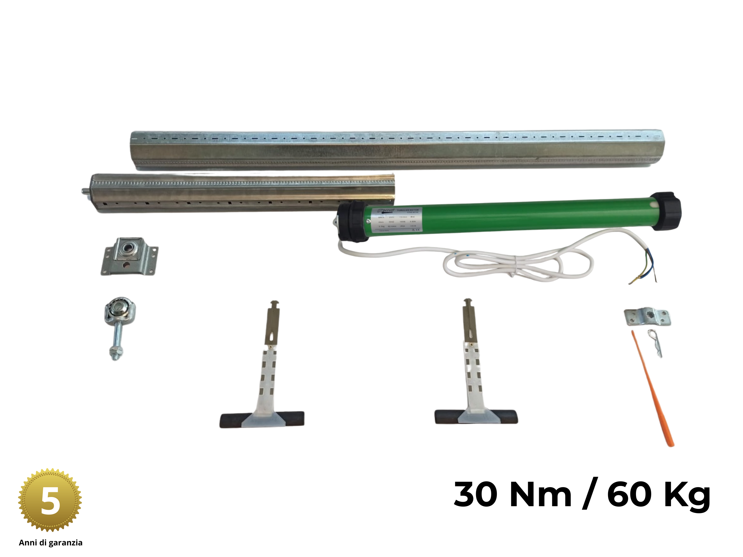 Kit motori tapparelle 60 kg 30 Nm Rullo da 190 cm a 225 cm Completo con Molle di Sicurezza