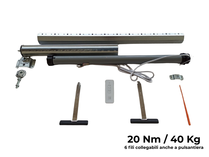 Kit motore tapparelle con telecomando 40 kg 20 Nm Rullo da 100 cm a 135 cm Completo con Molle di Sicurezza