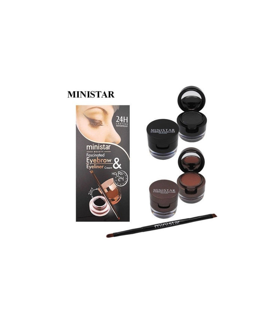 Kit Occhi Sopracciglia Ministar Eyeliner Stencil Pennello Appilcatore Gel Forme         