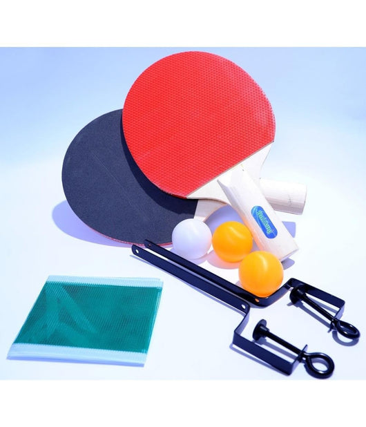 Kit Ping Pong Tennis Da Tavolo Con Rete 2 Racchette 2 Colori E 3 Palline         