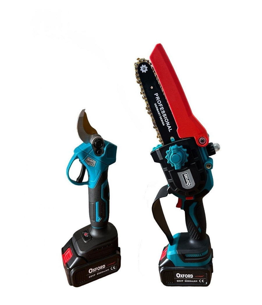 Kit Potatura Forbice Cesoia + Motosega 6" A Batteria 68v + Asta Telescopica Cd616         