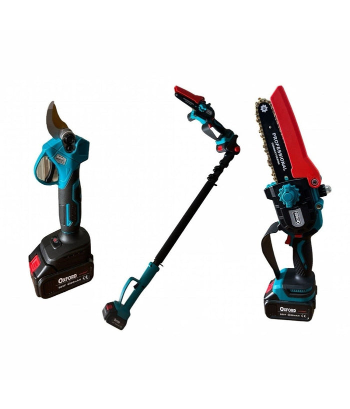 Kit Potatura Forbice Cesoia + Motosega 6" A Batteria 68v + Asta Telescopica Cd616         