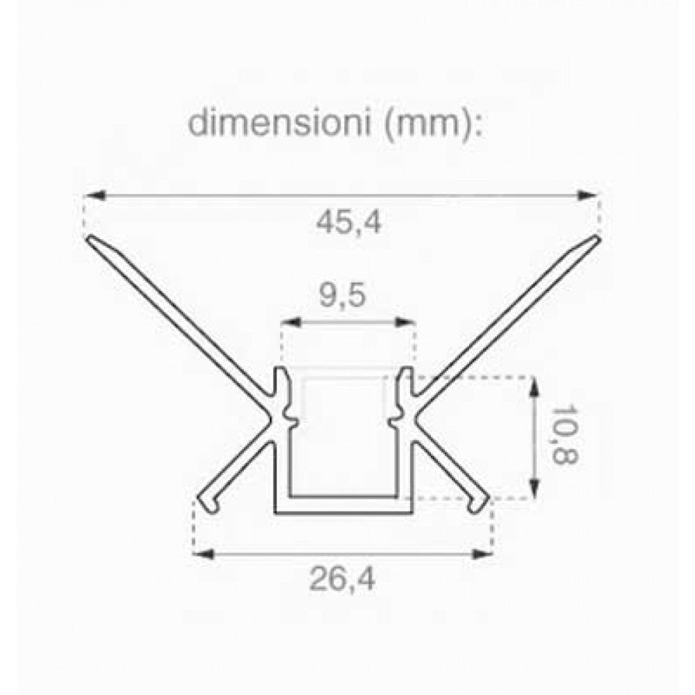 Kit profilo Angolare da rasare a cartongesso da 2m con copertura satinata e 2 tappi