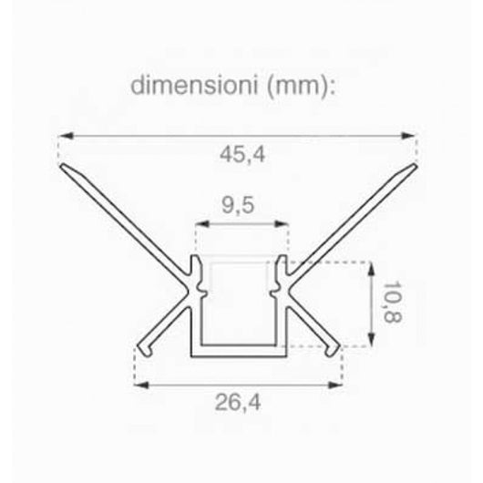Kit profilo Angolare da rasare a cartongesso da 2m con copertura satinata e 2 tappi