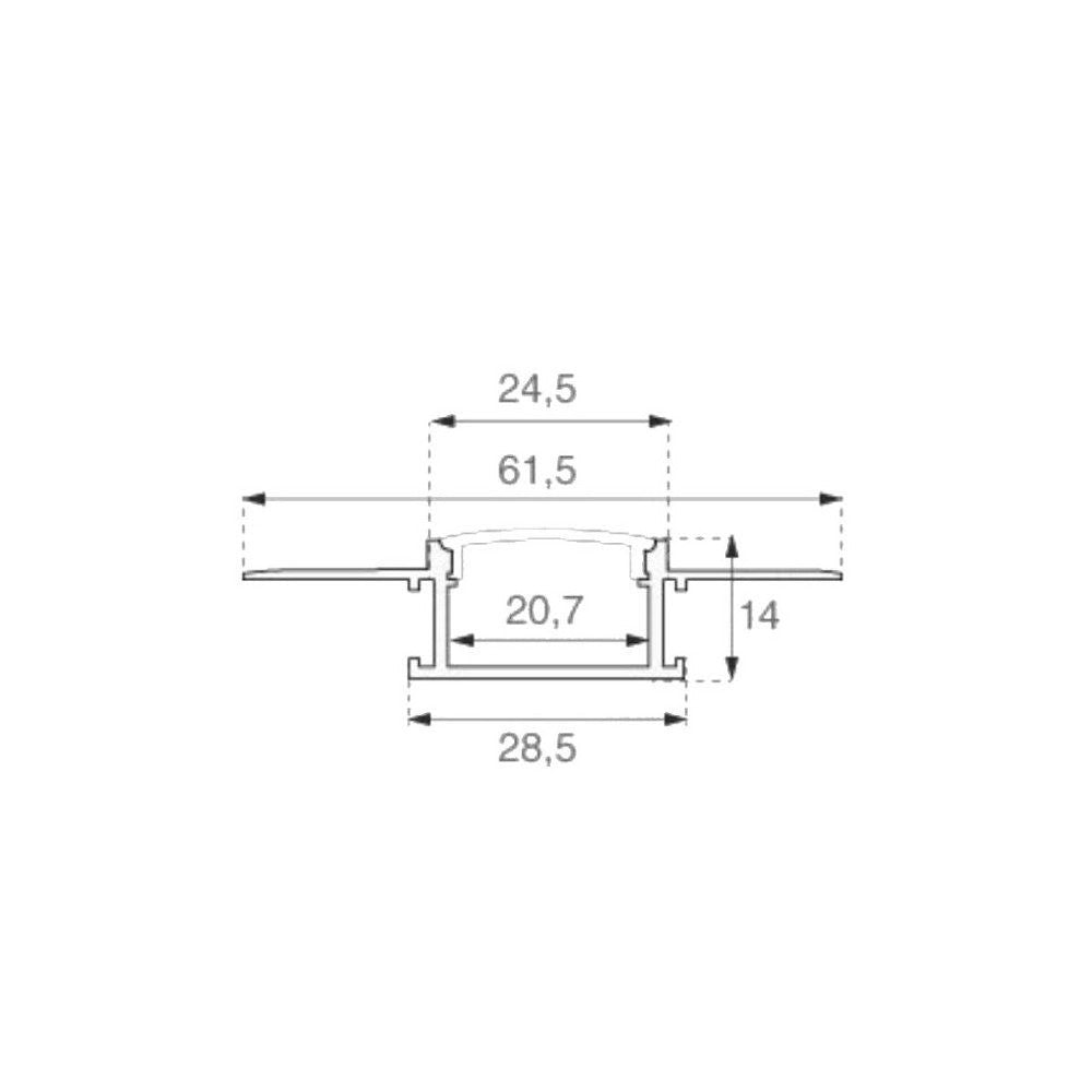Kit profilo piatto da rasare a cartongesso da 2m con copertura satinata e 2 tappi