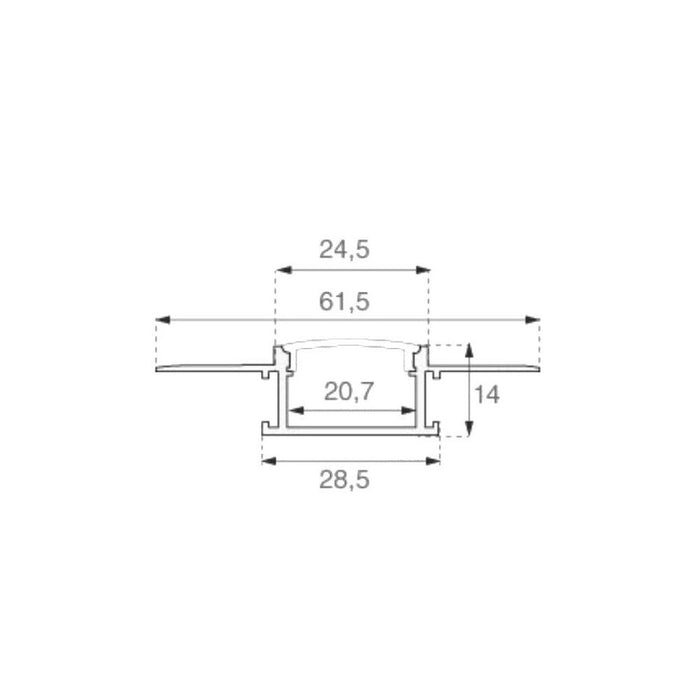 Kit profilo piatto da rasare a cartongesso da 2m con copertura satinata e 2 tappi