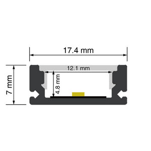 Kit profilo piatto in alluminio da 2m per strisce LED L2000x17.4x7mm