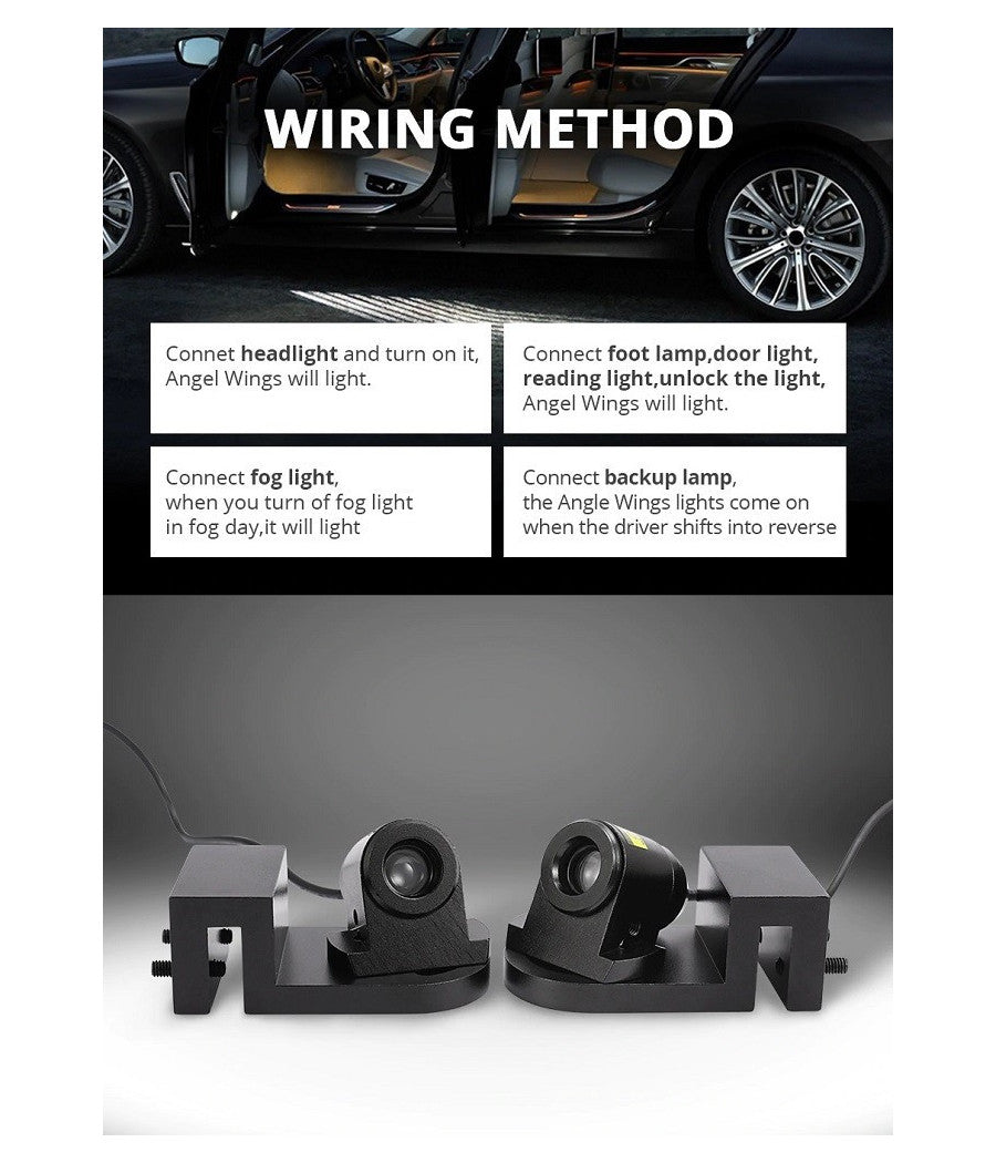 Kit Proiettore Led Angel Illuminazione Portiere Anteriori Auto Luce Led Bianca         