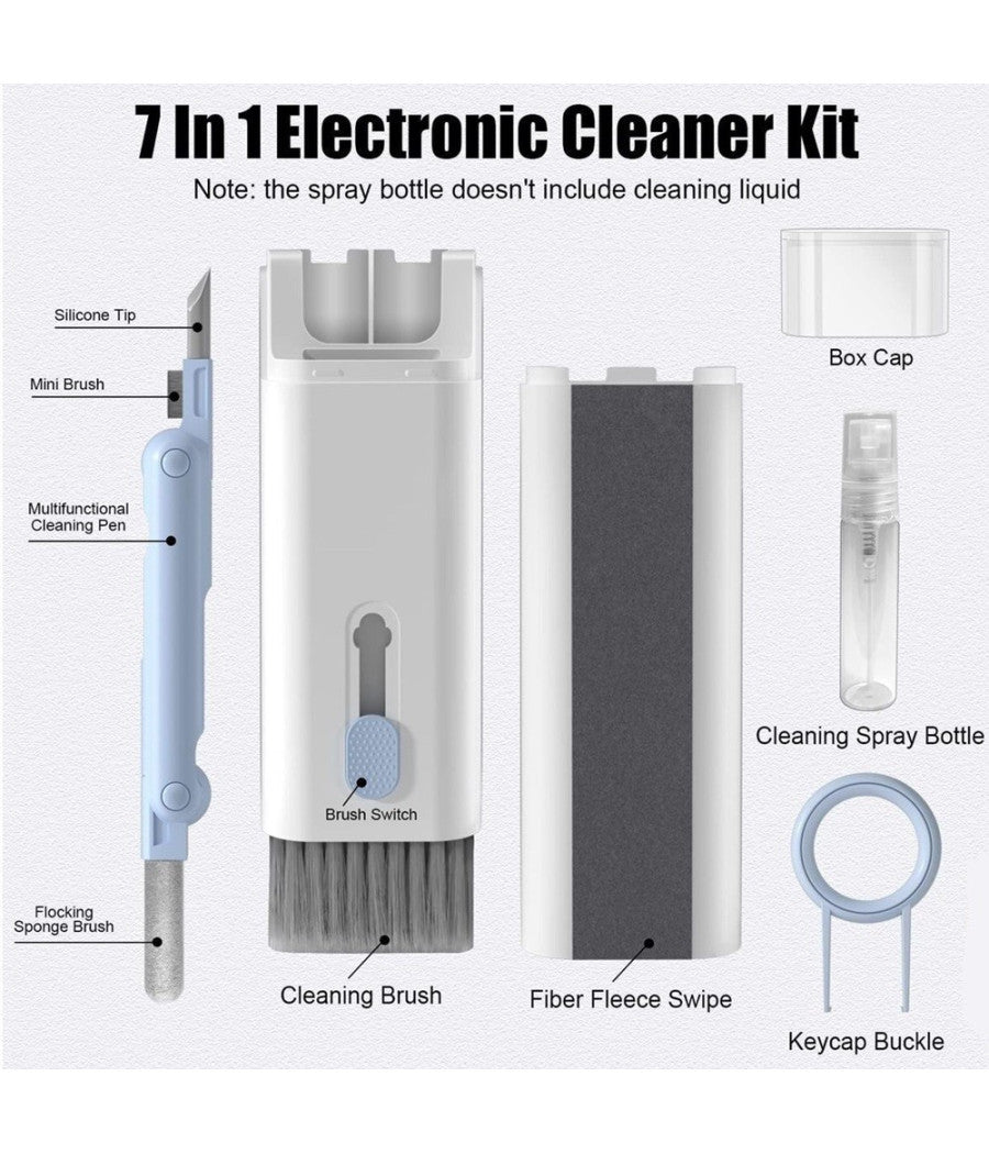 Kit Pulizia Multifunzione 7in1 Per Tastiere Apparecchi Elettronici Pc Notebook         