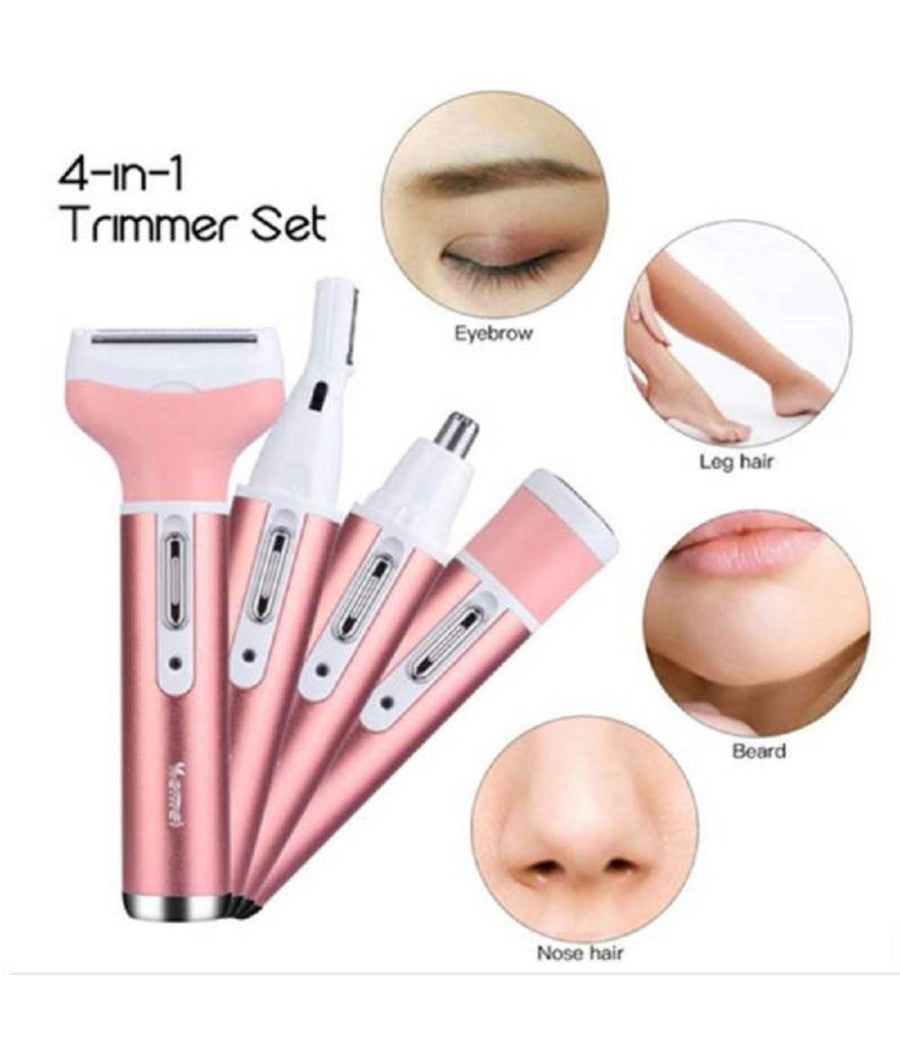 Kit Rasoio Rifinitore Depilatore Da Donna Ricaricabile Elettrico 4 In 1 Gm-3074         