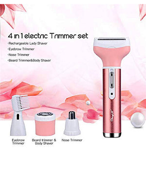 Kit Rasoio Rifinitore Depilatore Da Donna Ricaricabile Elettrico 4 In 1 Gm-3074         