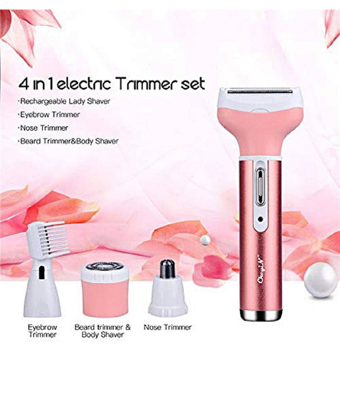 Kit Rasoio Rifinitore Depilatore Da Donna Ricaricabile Elettrico 4 In 1 Gm-3074         