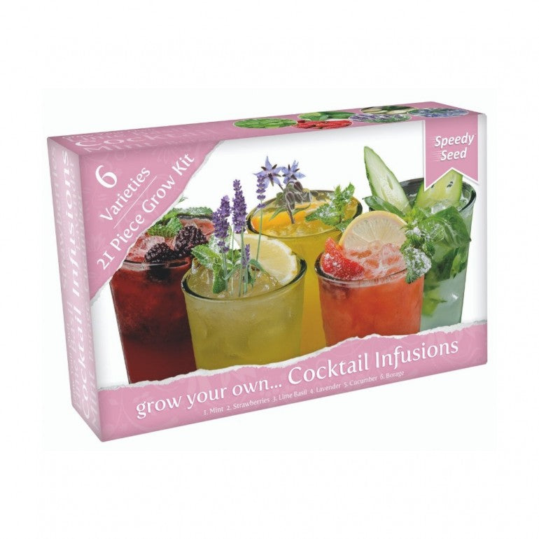 Kit regalo per la Coltivazione di Erbe Aromatiche per Cocktail di 6 varietà, con miniserra, vasi, terriccio e semi