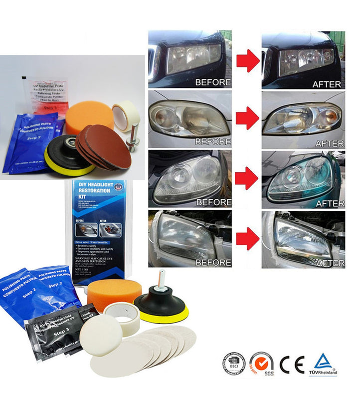 Kit Riparazione Rinnova Fari Fanali Elimina Ingiallimento Auto Moto         
